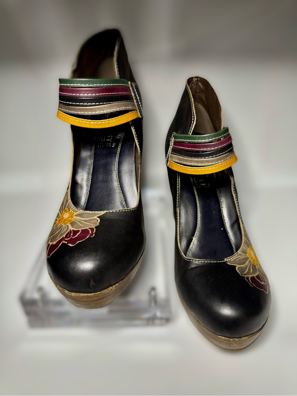 L’Artiste Toolie Floral Leather Mary Jane Heels EU 41 / US 9.5-10. - Picture 6 of 10